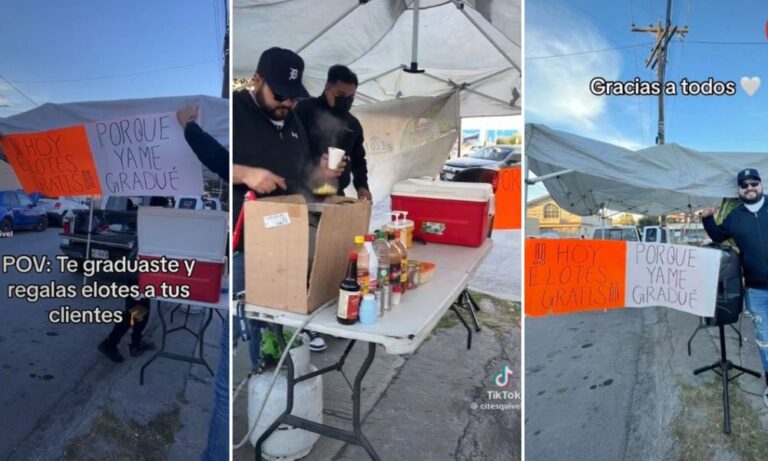 Joven ingeniero celebra su graduación regalando elotes en Monterrey